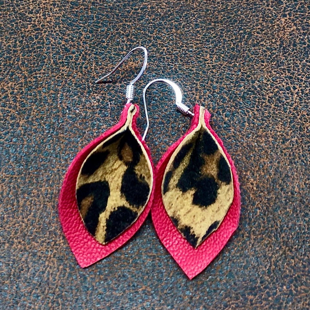 Red & Leopard print earrings